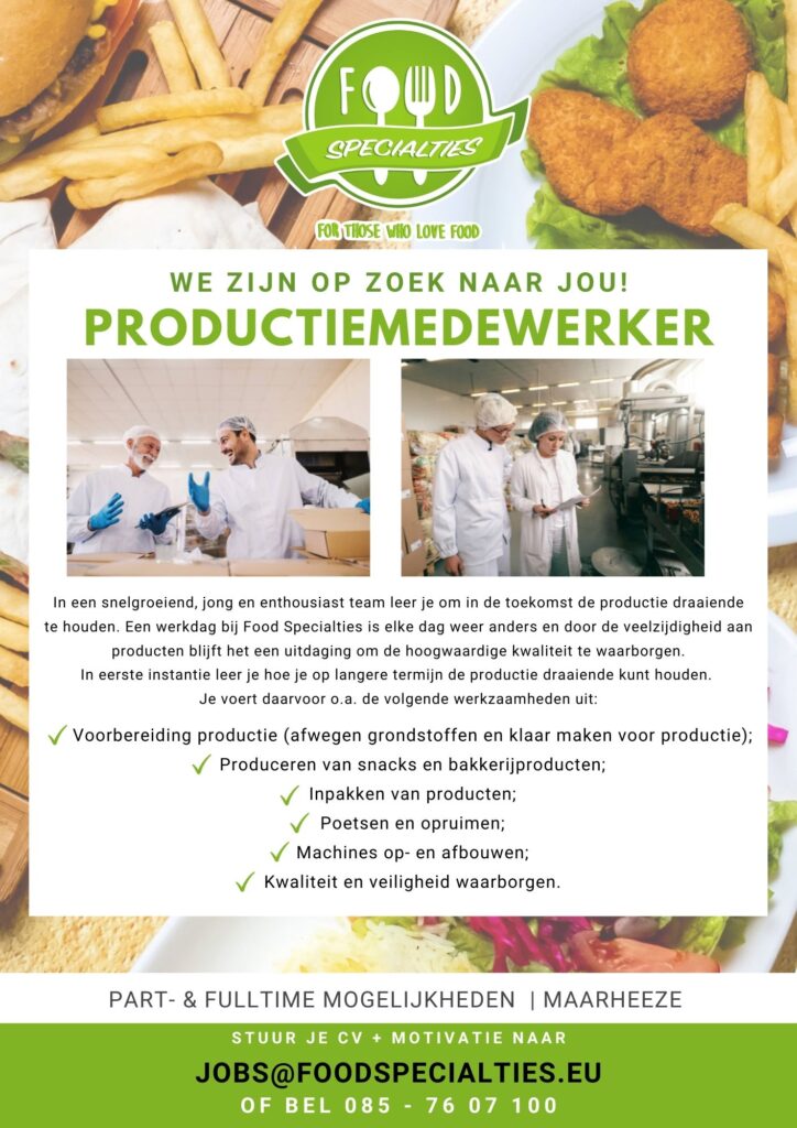 Vacature productiemedewerker Maarheeze